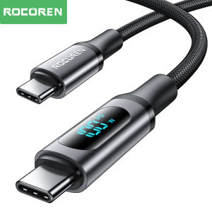 Rocoren PD 100W LED Display USB Type C Cable 5A Quick Charge Fast Charging Charger For Xiaomi POCO Samsung Huawei Data Cable Wire Cord
