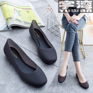 New Summer Flats: Transparent Shallow Heel Gel Sandals Lightweight Casual Shoes Plastic Waterproof Womens Trendy Footwear