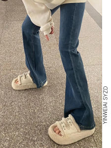 กางเกงยีนส์ทรงหลวมเอวสูงสไตล์ย้อนยุคสำหรับผู้หญิงไซส์ใหญ่ กางเกงขายาวทรงหลวมสไตล์สตรีทสำหรับฤดูใบไม้ร่วง