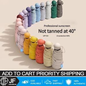 JF Capsule Mini UV Umbrella Protection UPF50+ Six-Folds mini Portable Umbrella (manual) Dual-Purpose heavy rain umbrella windproof