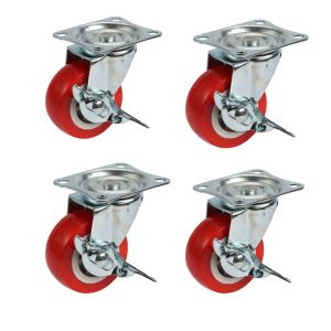 Roda rem 2 inch 4 pcs roda merah rem roda etalase 2" 4 pcs