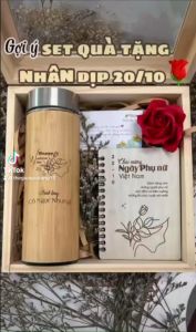 Set quà ý nghĩa cho cả nam & nữ - Combo bình giữ nhiệt và sổ gỗ - khắc hình & chữ theo yêu cầu của bạn- quà sinh nhật tốt nghiệp tri ân thầy cô