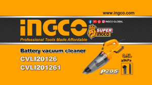 INGCO เครื่องดูดฝุ่นไร้สาย 20V super Ingco รุ่น CVLI20126 / CVLI201261 เครื่องเปล่าครบชุดพร้อมแบต