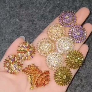 Anting Sumpel Zirkon Padi Mewah Premium Wanita Elegan High Quality Motif Baru