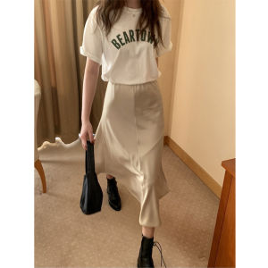 Áo Thun Cotton Tay Ngắn in Chữ Thiết Kế Rộng Rãi Cho Nữ Mùa Hè Thường Ngày Cổ Tròn in Chữ Tay Lửng