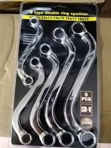 5pcs set S-Type 10-19MM Wrench Spanner Auto Repair Wrenches Tool double ring end tools box ring spanar plier Offset set Multifunctional Double Ended Ring Spanner Wrench Set Repair Tool