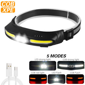 Outdoor Waterproof LED Headlight COB Maintenance Work Light 5 Mode Headlight Flashlight USB Charging Camping Fishing Headlight