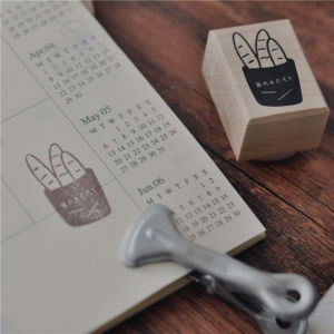 Original Movable Wood Carving Bakery Party Stamp for Bullet Journals Vintage Japanese Style Handmade Stationery Business Supplies