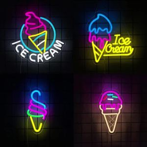 Ice Cream Series Neon Sign For Wall DecorLight Up Sign For Ice Cream Store DecorBirthday Christmas PartyBarClubRestaurant