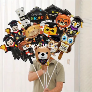 (1 Piece) 16" Mini or 18" Graduation Party Latex and Foil Balloon - Double Sided, Self-Sealing, Uninflated, Ideal for Celebrations - Aluminum Foil Material, Balloon Stick Sold Separately - #Party #Balloon