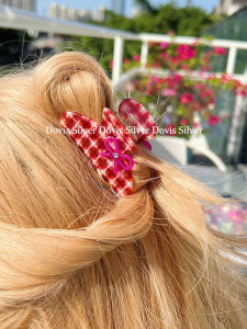 Cute Sweet Plaid Rhinestone Butterfly Knot Hair Clip Princess Style Updo Shark Clamp Girls Hair Accessories Headwear