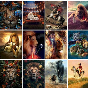 Oil Painting By Numbers Knight Horse Lion Pictures Paint Handicrafts Coloring By Numbers on Canvas Home Decors Gift