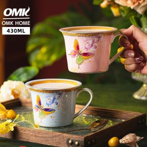 Omk Châu Âu sang trọng Phnom Penh Sứ Xương cốc có nắp đậy 430ml bùng chén ăn sáng gốm cốc cà phê