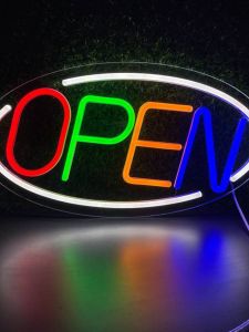 Remote Controlled LED Light Box Hanging Business Open Sign Neon Light European Style Decorative Lighting for Living Room