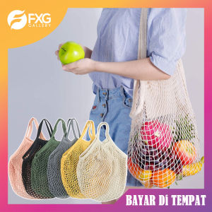 FXG - Tas Belanja Jaring Reuseable Net Grocery Bag Katun Eco Friendly Kantong Shopping Bag Serba Guna TK16