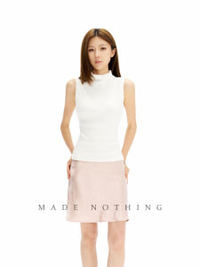 Cotton Stretch Scoop Neck Sleeveless Solid Color Knit Vest