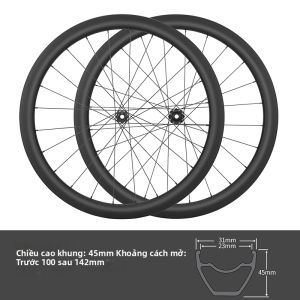MEROCA | Bộ Bánh Xe Đạp Đường Trường Sợi Carbon Phanh Đĩa Thru Axle 700C