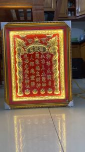 Bài vị cửu huyền thất tổ có đèn bằng đồng phong thủy (Kích thước:  41x50cm)