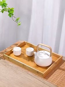 SIMPLE.Jถาดเสิร์ฟ สี่เหลี่ยม ถาดไม้ ถาดไม้ไผ่ธรรมชาติ ถาดไม้อเนกประสงค์ ทรงสี่เหลี่ยมผืนผ้า Wooden Tray จากไม้แท้ธรรมชาติ มี 4 ไซส์