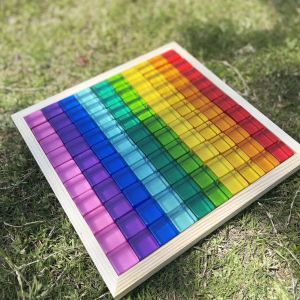 [High Grade] Rainbow Colour Acrylic Translucent Gems Building Block Crystal Clear Transparent  Building Cube Sensory Play Open-ended Toy Early Learning Toy