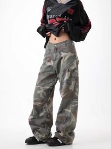 American Retro Camouflage Work Pants Loose Straight Leg Wide Leg Casual Jeans for Men And Women Spring New Style