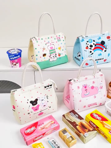 MLADEN Cute Insulated Lunch Bag Bento Bag Food Bag Aluminum Foil Lunch Box Tote Bag for Picnic Travel