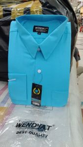 Wendyat.T Kemeja Formal Reguler Warna Biru Turkish✓Kemeja Pria Polos Lengan Panjang