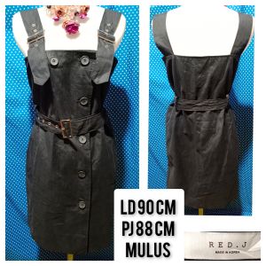 OL (OVERALL) MINI DRESS HITAM(RED.J) 357
