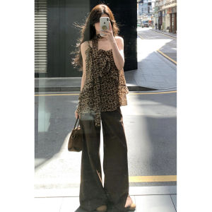 LIRUSHAN | Vintage Leopard Print Strap Top Spicy Girl Summer Wear