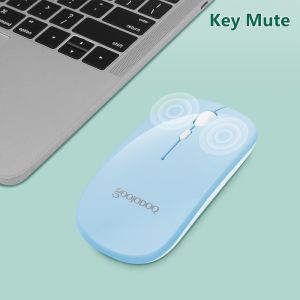 GOOJODOQ Chuột không dây 2 trong 1 Dual Mode 2.4Ghz Wireless Bluetooth Cordless Mouse