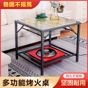 Square Stainless Steel Folding Fire Table Indoor Heating Wonders Rural Home Use Winter Warmth Customizable Residential Furniture
