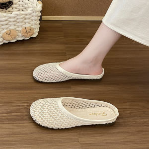 Maternity Slip-On Sandals Womens Summer Outdoor Wear Breathable Woven Hollow out Flat Heel Waterproof Rubber Sole Shoes