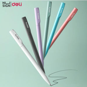 Deli Ballpen 0.5mm Sign Pen Metal Pen Gel Pen Switzerland Rotatable Cap Premec Gel Ink 1Pc NS552 Nusign Black