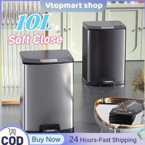 Manzan Step Pedal Trash Can 10L Rectangle Stainless steel Trash tin