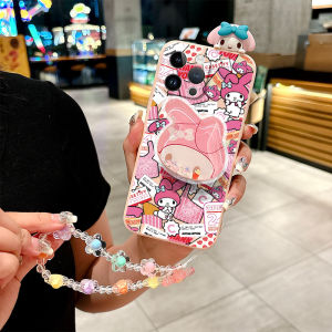 Full Screen Melerdi Huawei Mate60 Pro+ Cute Cartoon Silicone Phone Case with Sandflow Stand Full Protection Anti-Fall Bracelet