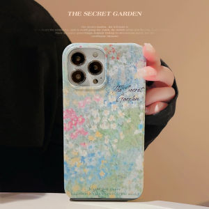 เคสแข็ง 14 14Plus 14pro 14Promax TPU เคสมือถือ กระแทกเตาเผาน้ำมันหอมระเหยสีเขียวลายดอกไม้ ให้อยู่สำหรับ iPhone 7 8Plus X XR XS Max