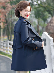 เสื้อแจ็คเก็ตผู้หญิงวัยกลางคนฤดูใบไม้ร่วง 2025 ทรงยาวปานกลาง สไตล์ใหม่ ทรงหลวม ปกปิดไหล่ ทรงคอวี เสื้อผ้าทำงาน