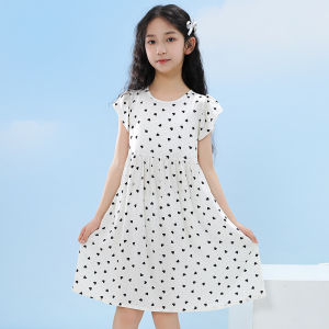 Summer New Childrens Cotton Silk Floral Print Dress Sleeveless Beach Princess Nightgown for Little Girls Baby Outdoor Korean Style