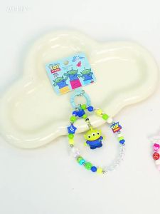 Genuine Toy Story Mini Figure Keychain with Beaded Phone Strap Cute Bag Charm Pendant