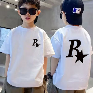Summer Cotton T-Shirt for Boys And Girls Short Sleeve Loose Fit Thin Quick Dry Trendy Brand Kids Clothing round Neck Pure Color