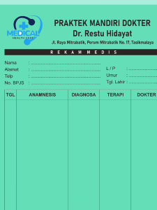 Kartu Rekam Medis Custom pasien klinik/Medical Record Card/Kartu Stok Barang ukuran 1/2 folio cetak