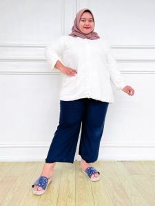Blouse Wanita Jumbo XXXL LD 140 Maudy Atasan Blus Polos Lengan Panjang Rayon Viscose Terbaru