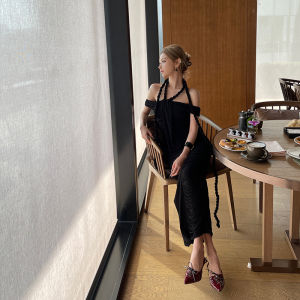 ChiclyNana Chic Folded One Shoulder Mid-Length Dress Elegant Light Formal Gown Polyester Fiber Short Sleeve Womens Dress