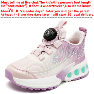 Kids Sports Shoes Cushioned 6 Years Old Boys New Fashion Style Cool Fabric Knob Non-Slip 27-38 Durable Flexible Girls Sneakers Street Trendy Rotating Buckle Kindergarten Primary School Students Running Preschoolers Infants Cute Children Walking Footwear