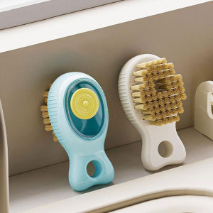 YESPERY Soap Dispenser Cleaning Brush Pressing Liquid Shoe Brush Soft Bristles Non-Damaging Laundry Cleaning Tool