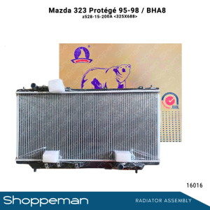 16016 MAZDA 323 PROTEGE 1995-1998 BHA8 RADIATOR ASSEMBLY M/T 325x688x16mm PA16 1ROW Z528-15-200A B6BG-15-200F