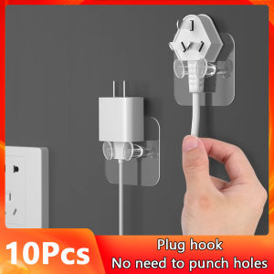 10Pcs Wall Storage Hook Punch-free Power Plug Socket Holder Kitchen Transparent Hook Wall Adhesive Hanger Bathroom Hooks