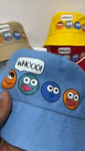 topi bucket anak emoticon lucu topi bundar anak laki laki pakai tali motif whoo usia 1-7 tahun