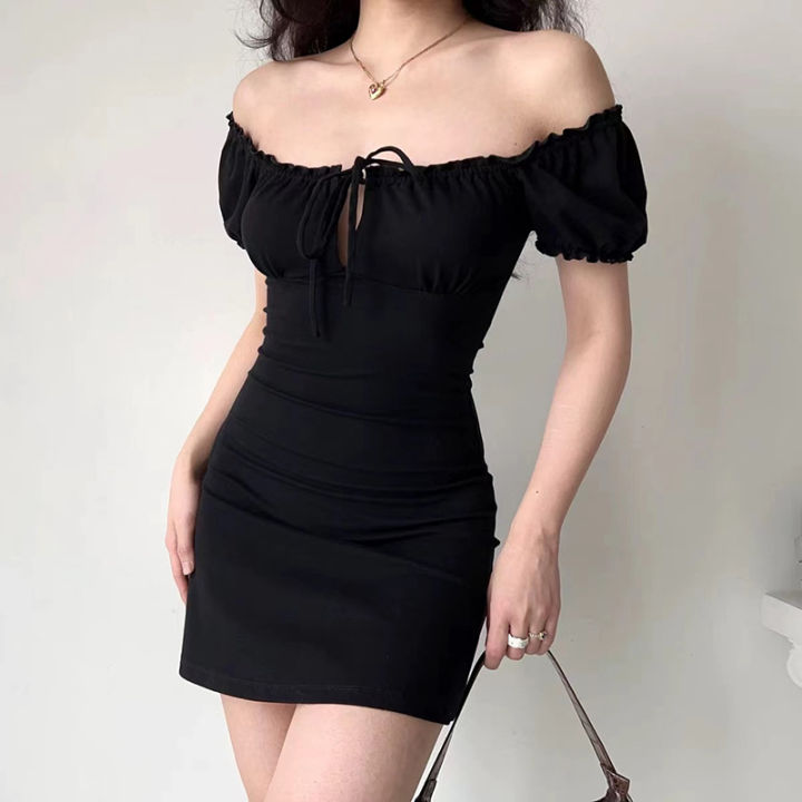 Sexy bó sát giữa chiều dài váy mùa hè thể hiện phong cách mỏng cơ thể quấn  hông váy phụ quay-đầu gối nhỏ váy đen | Nhập Hàng Ngay Đi | Nhập