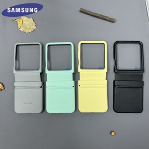 Samsung | Samsung Galaxy Z Flip6 Official Genuine Leather Grain Case with Box Luxury Business Hinge Flip Full Logo Protective Bumper Cover